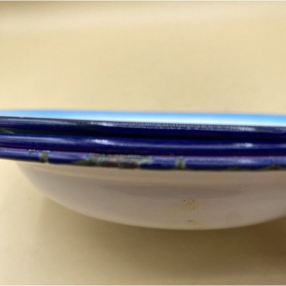 Gold Fish Brand Enamel 8” Plates Blue Pink and Red Flowers LOT 3 - Picture 9 of 14